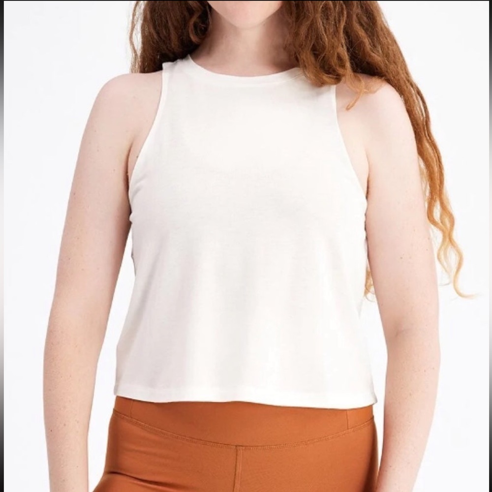 NWT White Cupro High Neck Tank